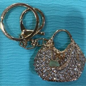 Gold and Rhinestone Purse Keychain